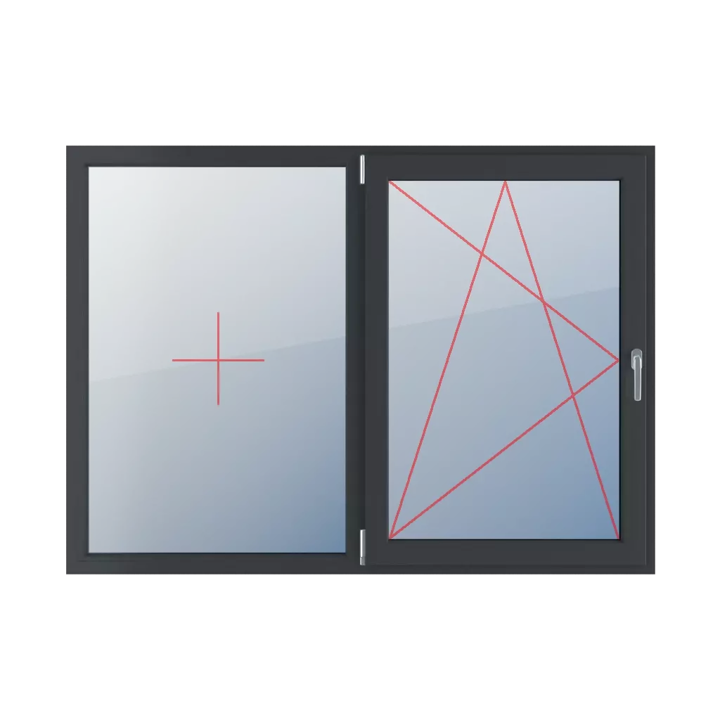 Festverglasung im Rahmen, Dreh-Kipp links fenster fenstertypen zweifluegelige-tueren symmetrische-horizontale-teilung-50-50  
