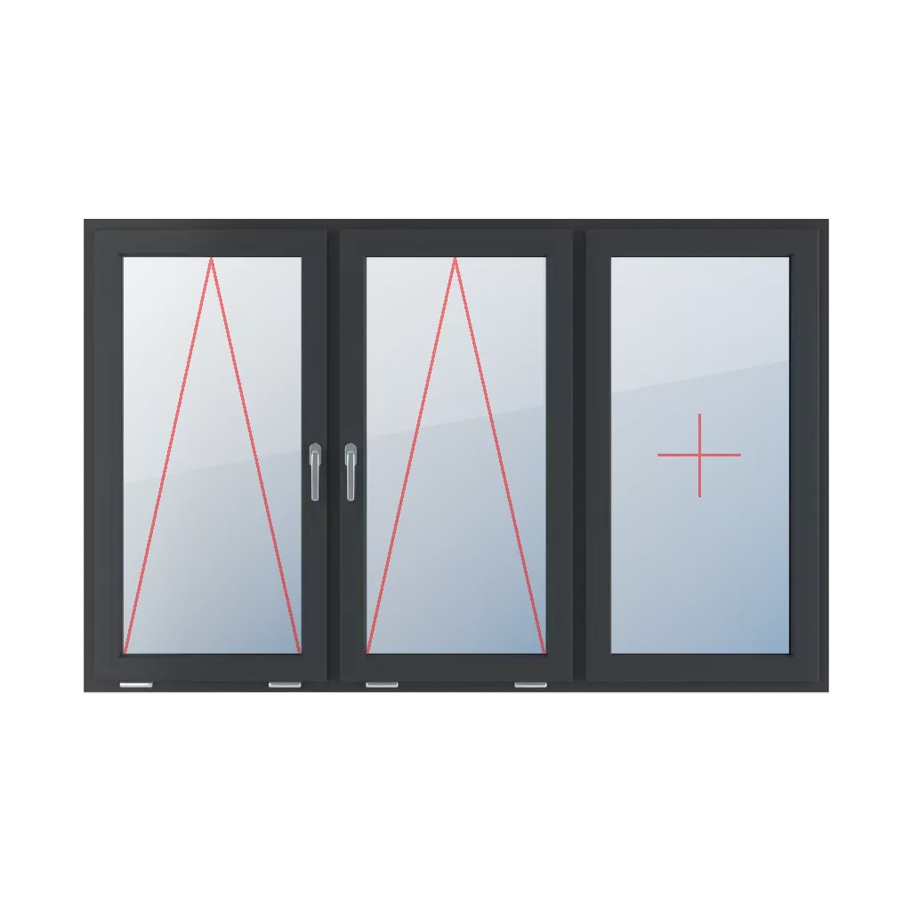 Scharniert mit Griff in der Mitte, Festverglasung im Flügel fenster fenstertypen dreifluegelige-fenster symmetrische-horizontale-teilung-33-33-33  