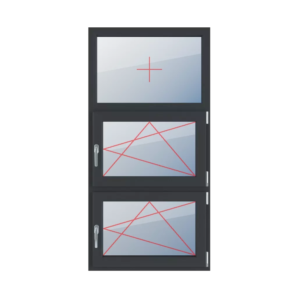 Festverglasung im Rahmen, Dreh-Kipp rechts, Dreh-Kipp rechts fenster fenstertypen dreifluegelige-fenster symmetrische-vertikale-teilung-33-33-33  