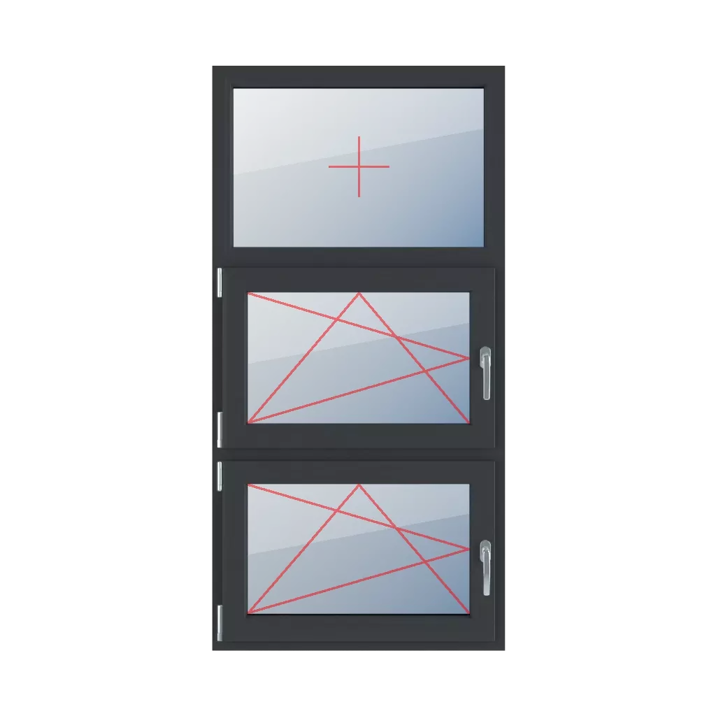 Festverglasung im Rahmen, Dreh-Kipp links, Dreh-Kipp links fenster fenstertypen dreifluegelige-fenster symmetrische-vertikale-teilung-33-33-33  