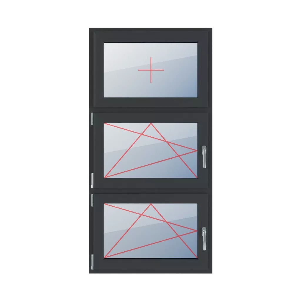 Festverglasung im Flügel, Dreh-Kipp links, Dreh-Kipp links fenster fenstertypen dreifluegelige-fenster symmetrische-vertikale-teilung-33-33-33  