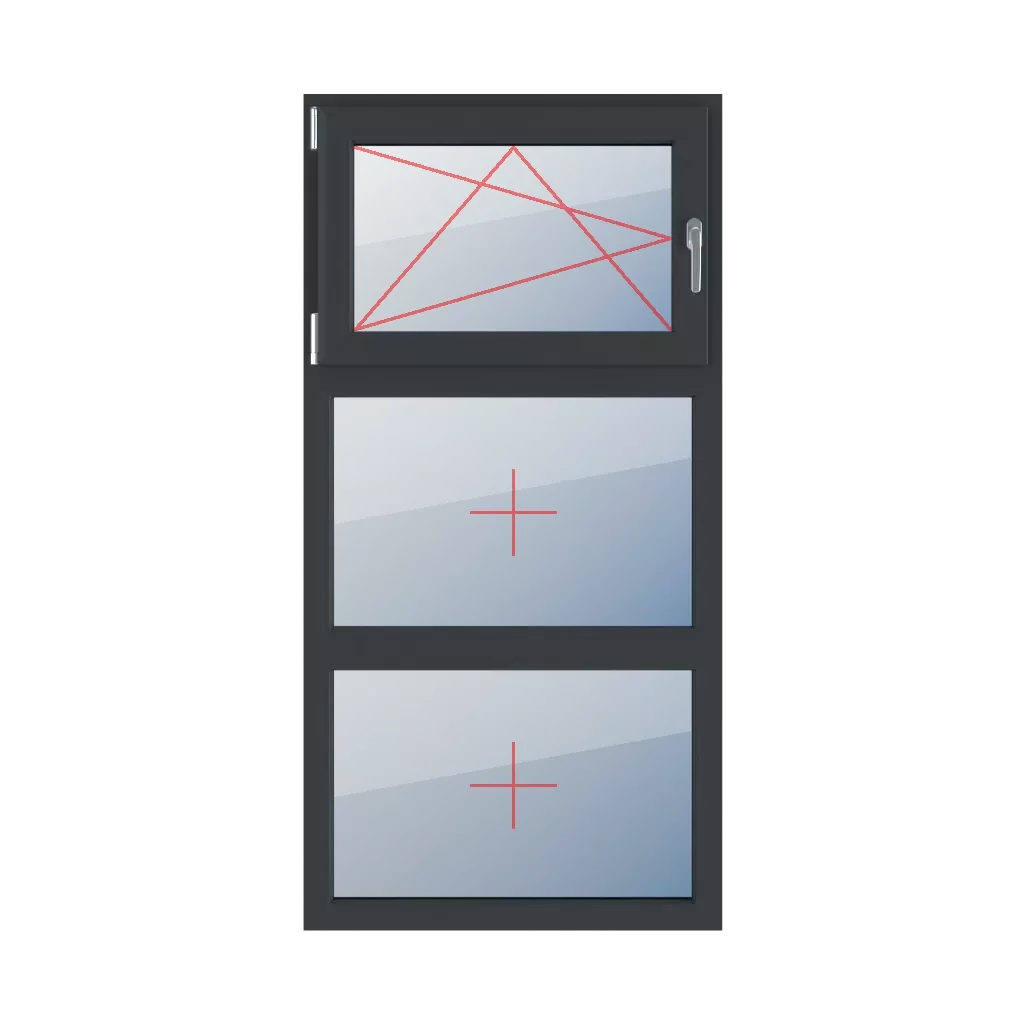 Linksdreh-Kipp, Festverglasung im Rahmen fenster fenstertypen dreifluegelige-fenster symmetrische-vertikale-teilung-33-33-33  