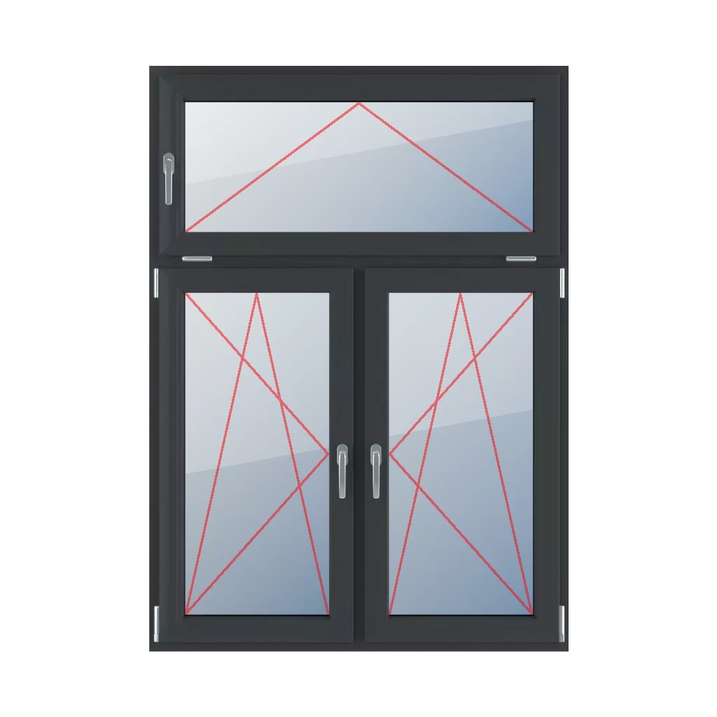 Neigen mit einem Griff auf der linken Seite, Drehen-Neigen nach links, Drehen-Neigen nach rechts fenster fenstertypen dreifluegelige-fenster asymmetrische-vertikale-teilung-30-70  