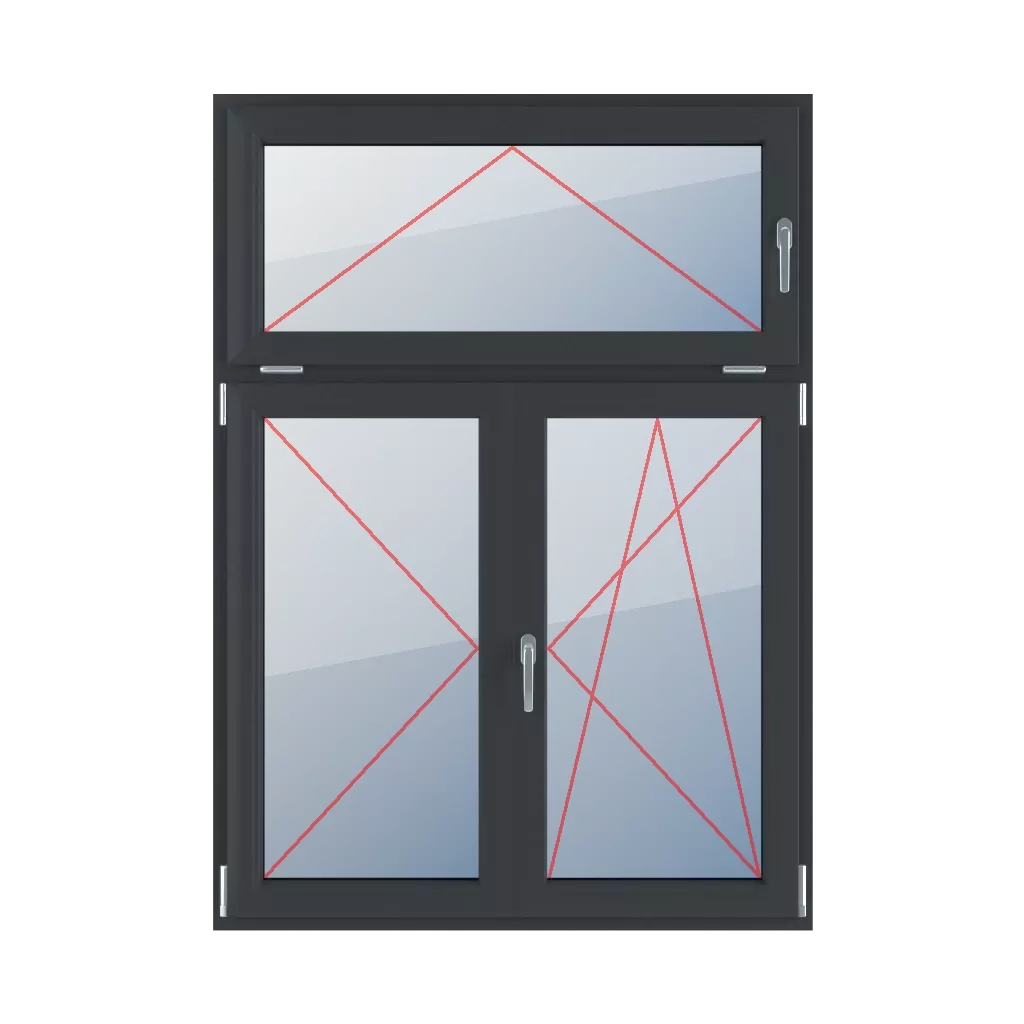 Kippen mit einem Griff auf der rechten Seite, Drehen nach links, beweglicher Pfosten, Drehen-Kippen nach rechts fenster fenstertypen dreifluegelige-fenster asymmetrische-vertikale-teilung-30-70-mit-beweglichem-pfosten kippen-mit-einem-griff-auf-der-rechten-seite-drehen-nach-links-beweglicher-pfosten-drehen-kippen-nach-rechts 