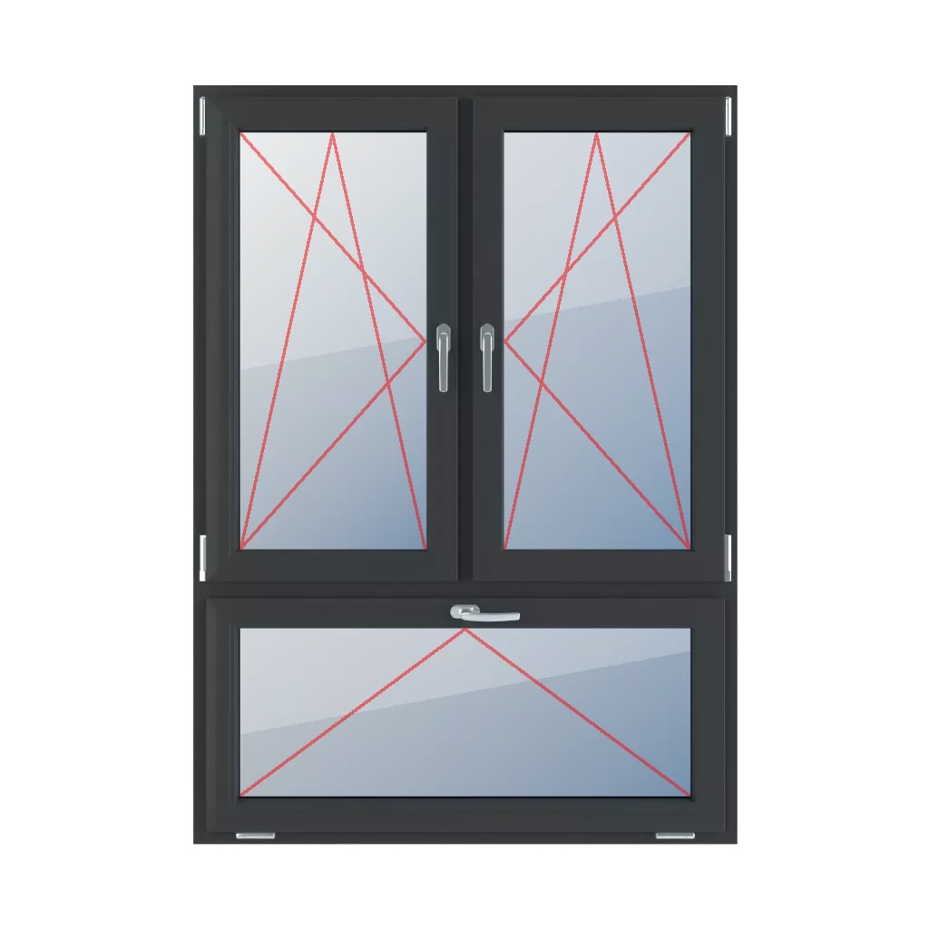 Kippen und Drehen nach links, Kippen und Drehen nach rechts, Kippen mit einem Griff oben fenster fenstertypen dreifluegelige-fenster asymmetrische-vertikale-teilung-70-30 kippen-und-drehen-nach-links-kippen-und-drehen-nach-rechts-kippen-mit-einem-griff-oben 