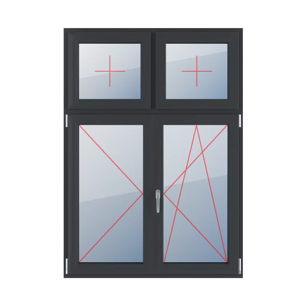 Festverglasung im Flügel, Linksdrehung, Pfosten beweglich, Rechtsdrehung und Kippung fenster fenstertypen vierfluegelige-fenster asymmetrische-vertikale-teilung-30-70-mit-beweglichem-pfosten festverglasung-im-fluegel-linksdrehung-pfosten-beweglich-rechtsdrehung-und-kippung-2 