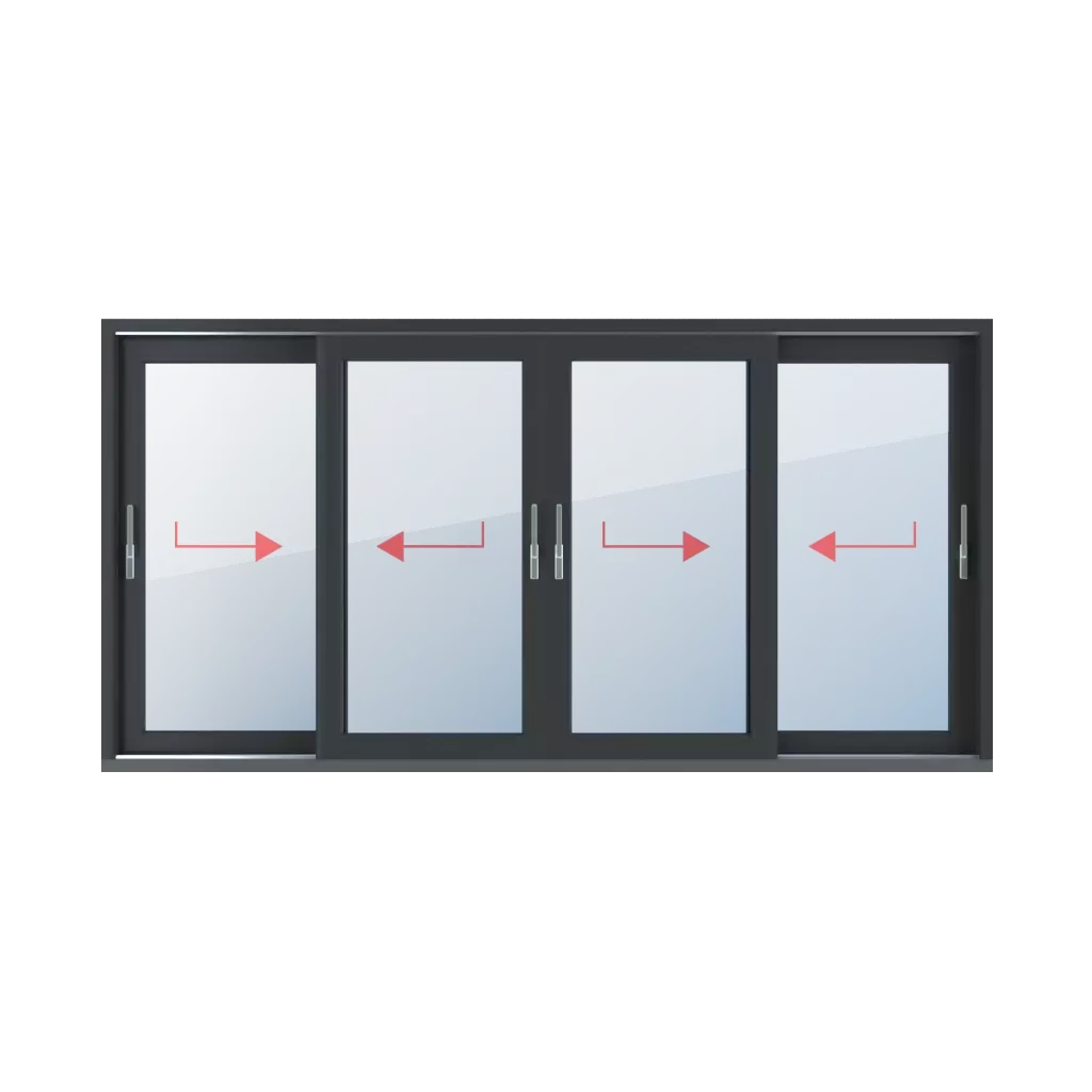 Schieben rechts, Schieben links, Schieben rechts, Schiebepfosten, Schieben links fenster fenstertypen hst-hebe-schiebe-terrassentueren vierfluegelige-fenster  